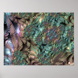 Mandelbrot Set Fractal Digital Art Teal Green Poster