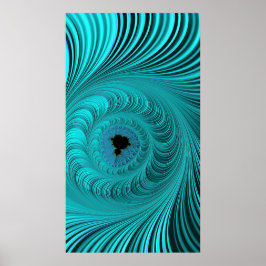 Mandelbrot Whirlpool Aqua Blue Fraktal Abstrakt Poster