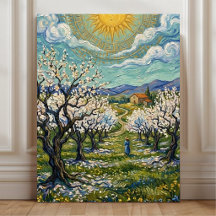 Mandelplantage im Stil von Van Gogh Sonnenbeschien