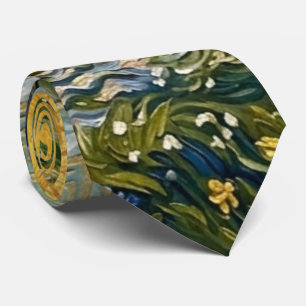 Mandelplantage im Stil von Van Gogh sonnige Blüten Krawatte