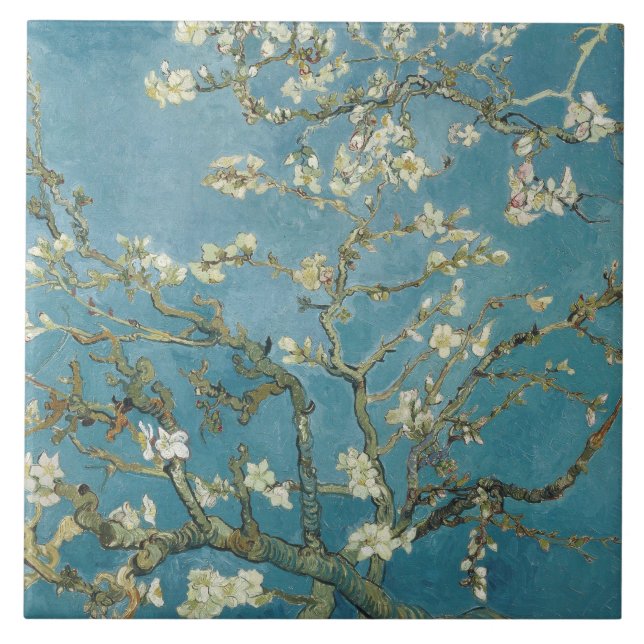 Mandelsblüte Van Gogh  Fliese (Vorderseite)