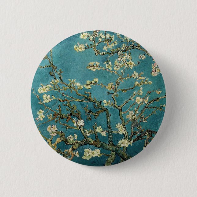 Mandelzweige in Blüte Button (Vorderseite)