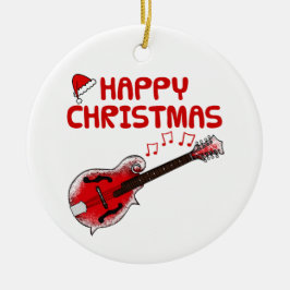 Mandolin Folk Musician Weihnachtsdekoration Keramik Ornament