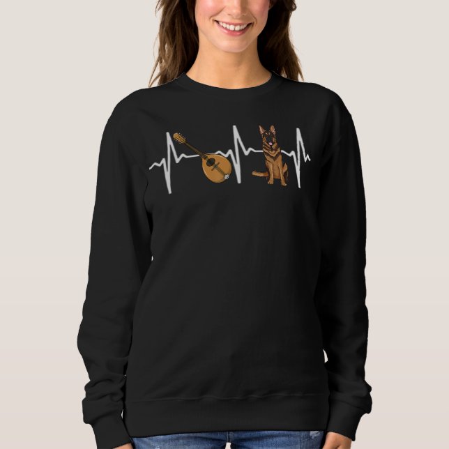 Mandolin German Shepherd Heartbeat Dog Sweatshirt (Vorderseite)