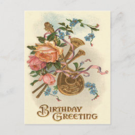 Mandolin Horns Rose Vergessen-Me-Not Postkarte