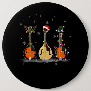 Mandolin Instrument Reindeer Weihnachtslicht Button
