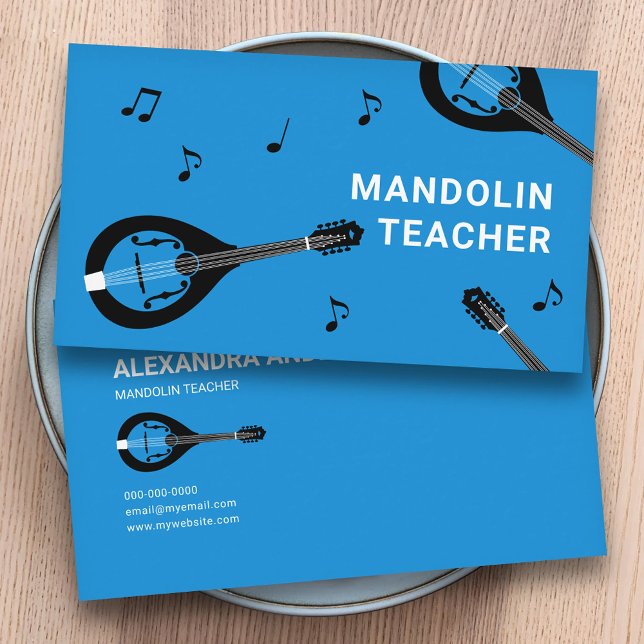 Mandolin-Lehrer Blau Visitenkarte (Mandolin Teacher Blue Business Card)