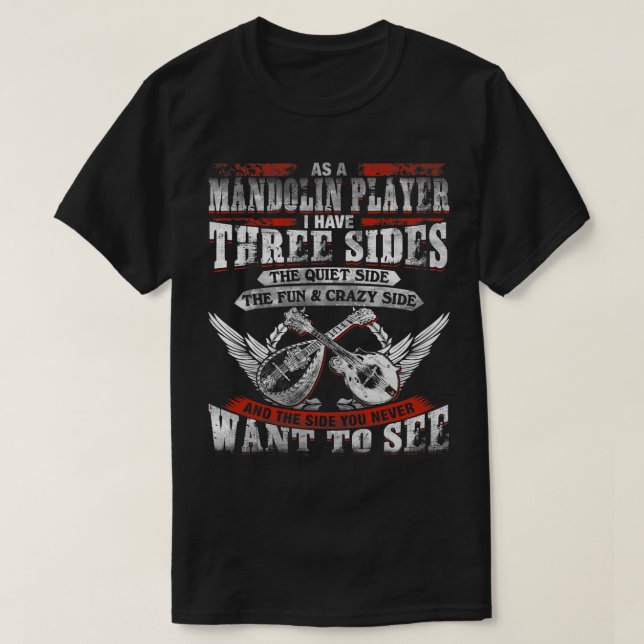 Mandolin Lover Three Sides Mandolin Player T-Shirt (Design vorne)