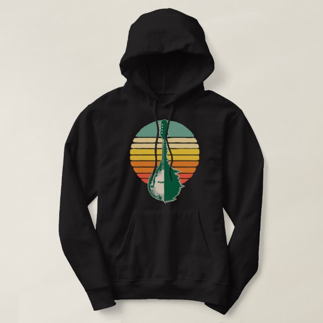 Mandolin Lover Trereflection 80er Retro Sunset B Hoodie (Design vorne)