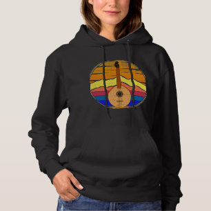 Mandolin Lover Vintag Mandolin Retro Sunset Funny Hoodie