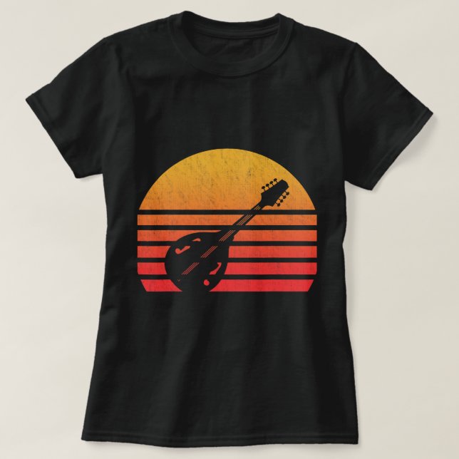 Mandolin Lover Vintag Retro Sunset Mandolin T-Shirt (Design vorne)