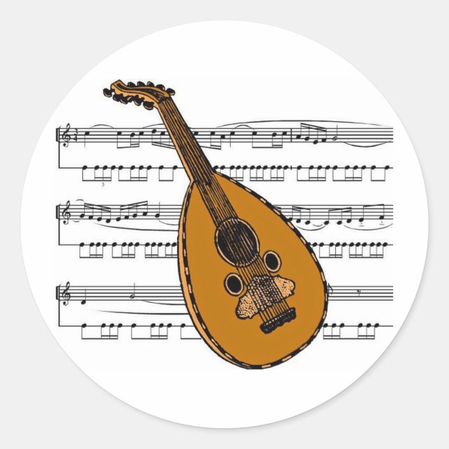 Mandolin musical 15 B Runder Aufkleber (Vorderseite)