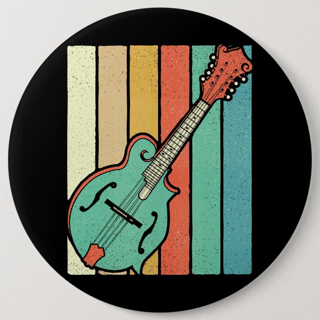Mandolin Player Funky Retro Bluegrass Mandolin Mus Button (Vorderseite)