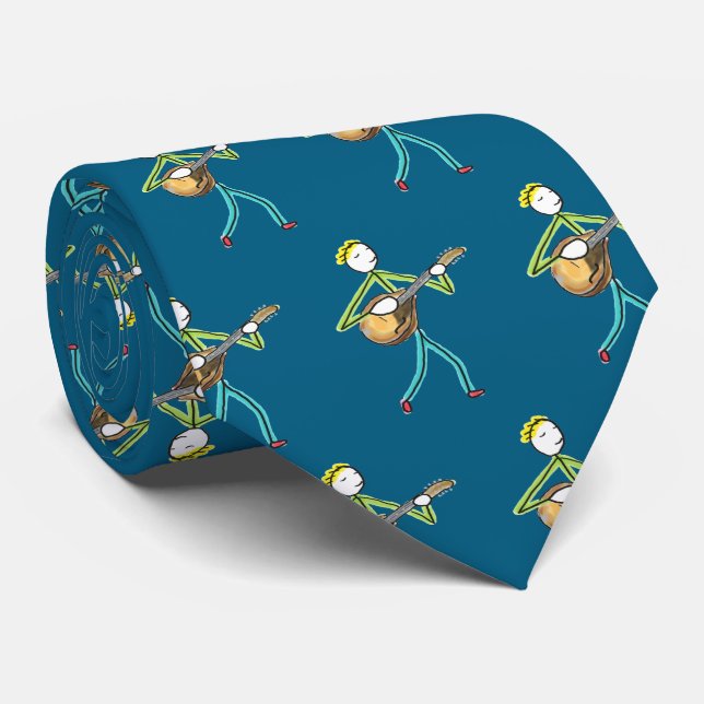 Mandolin Playing Stickman Krawatte (Gerollt)