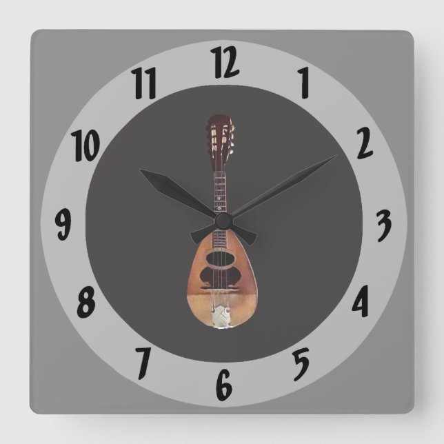 Mandolin Quadratische Wanduhr (Vorderseite)