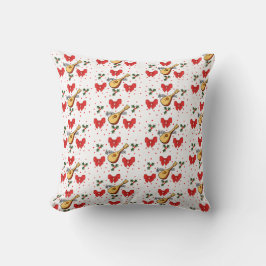 Mandolin Red Bows Holly Verlasse Berries Pattern Kissen
