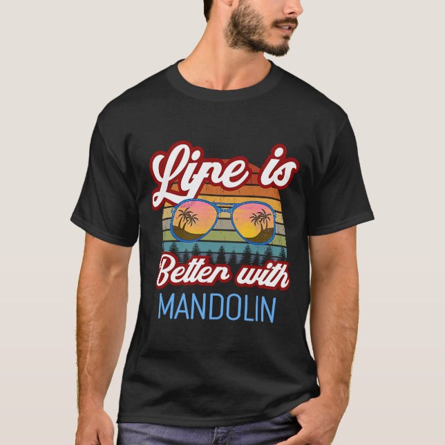 Mandolin Retro Sunset mit Mandolin T-Shirt (Vorderseite)