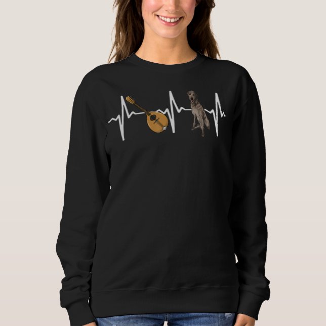 Mandolin Scottish Deerhound Heartbeat Dog Sweatshirt (Vorderseite)