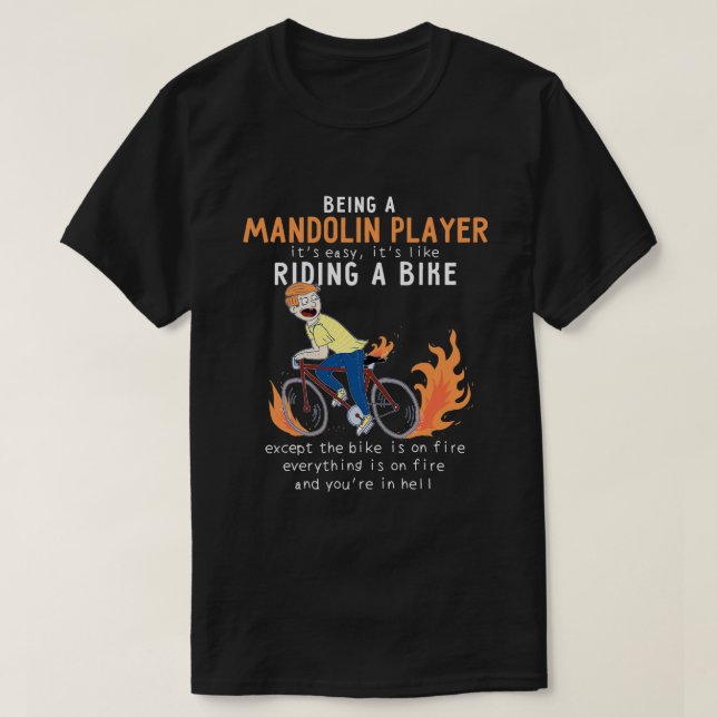 Mandolin-Spieler wie Reiten Radfahrer Sonnenschein T-Shirt (Design vorne)
