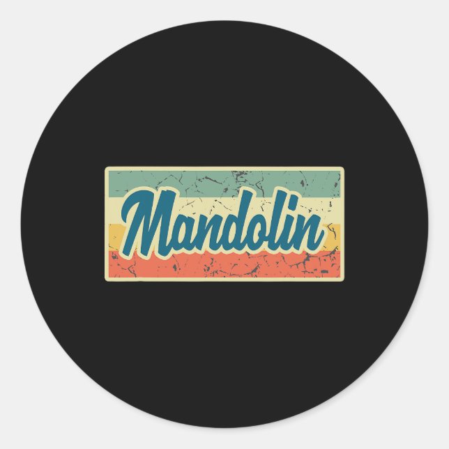 Mandolin Vintag Style Retro Runder Aufkleber (Vorderseite)