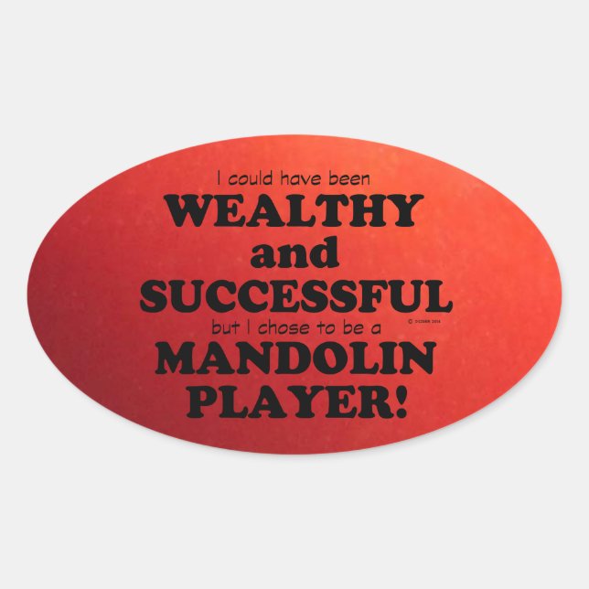 Mandolin Wealthy & Successful Oval Sticker (Vorderseite)