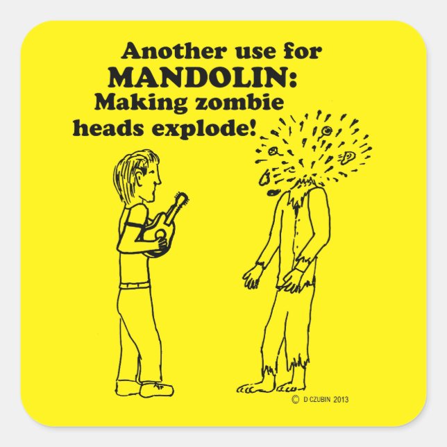 Mandolin Zombie Explode Square Sticker (Vorderseite)