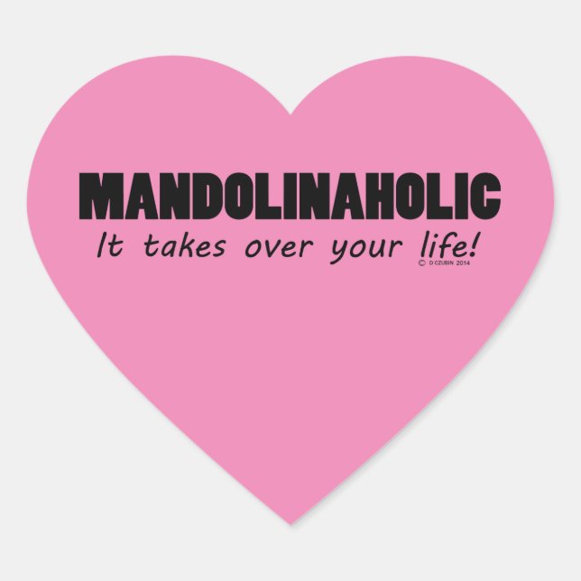 Mandolinaholic Life Heart Sticker (Vorderseite)