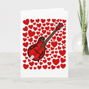 Mandoline mit Herzen Valentinstag-Jubiläumskarte Feiertagskarte