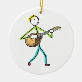 Mandoline spielender Stockmann Keramik Ornament