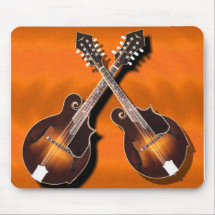 Mandolinen gekreuzt auf Orange - MOUSEPAD
