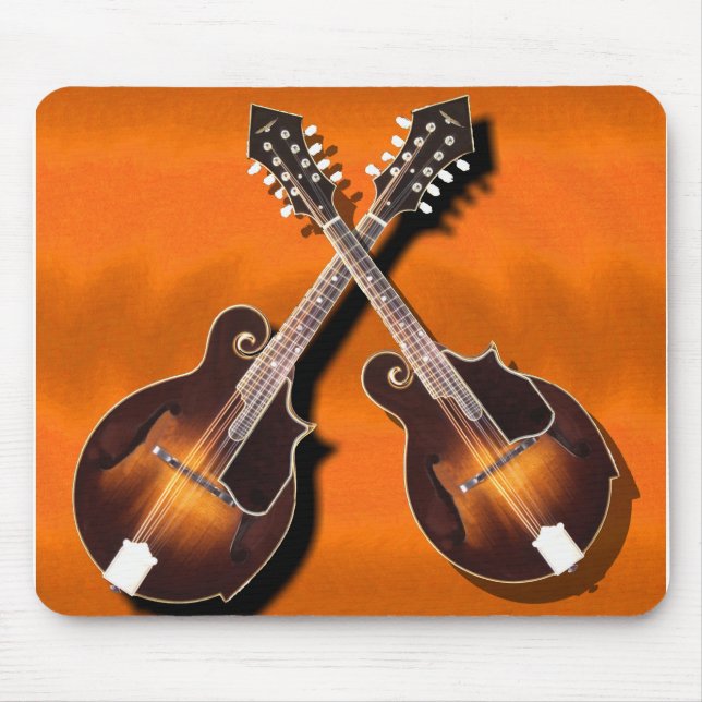 Mandolinen gekreuzt auf Orange - MOUSEPAD (Vorne)