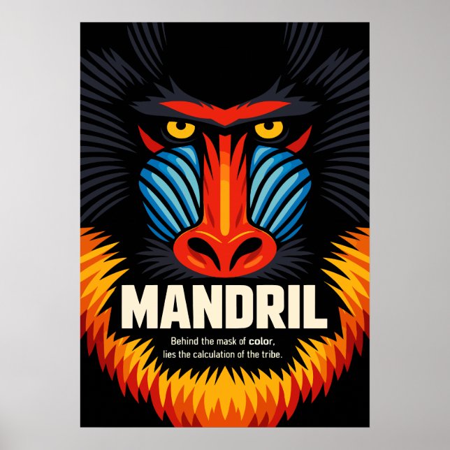 Mandrill Mask Color Illustration Poster (Vorne)