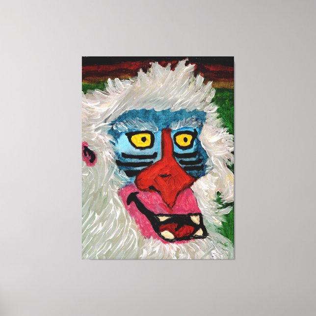 Mandrill Monkey Stretched Canvas Print Leinwanddruck (Vorderseite)