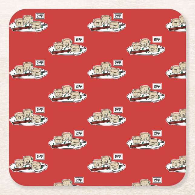 Mandu koreanisches Mehlkloß-dim sumfrühstück Rechteckiger Pappuntersetzer (Vorderseite)