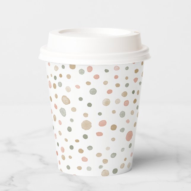 Mandy Confetti Watercolor Dots Paper Cup Pappbecher (Vorderseite)