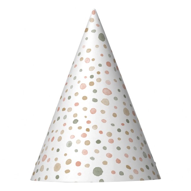 Mandy Confetti Watercolor Dots Party Hat Partyhütchen (Vorderseite)