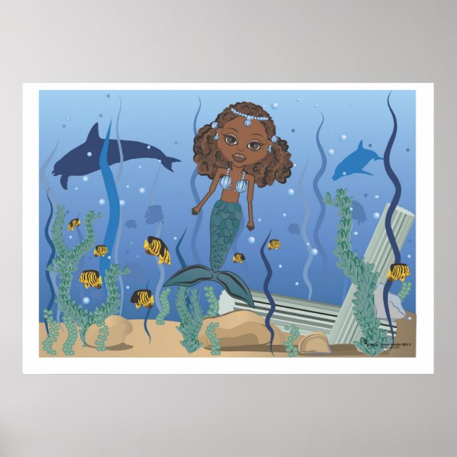 Mandy Mermaid auf See Poster (Vorne)
