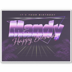 Mandy Name Vorname lila retro Sticker Geburtstag