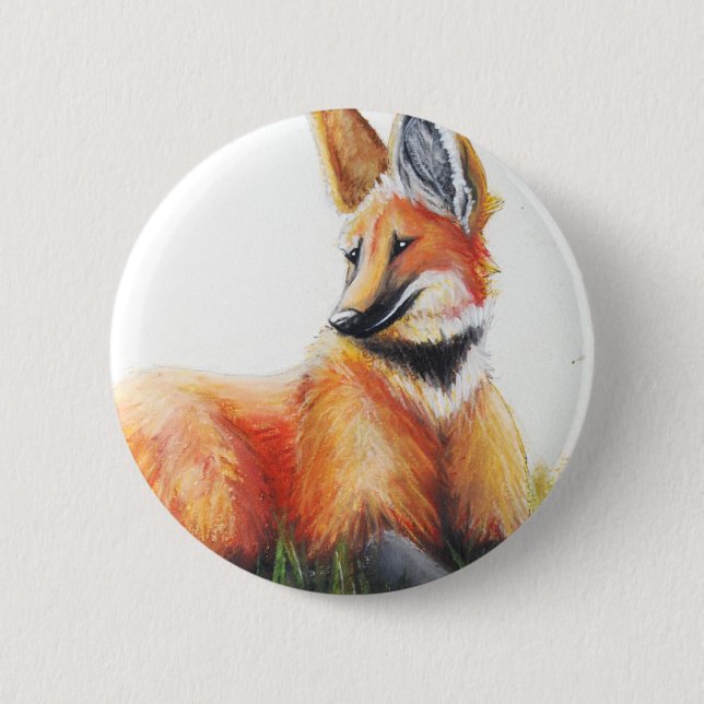 Maned Wolf-Knopf Button (Vorderseite)
