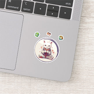 Maneki Neko Blue, Fortune Cat Sticker