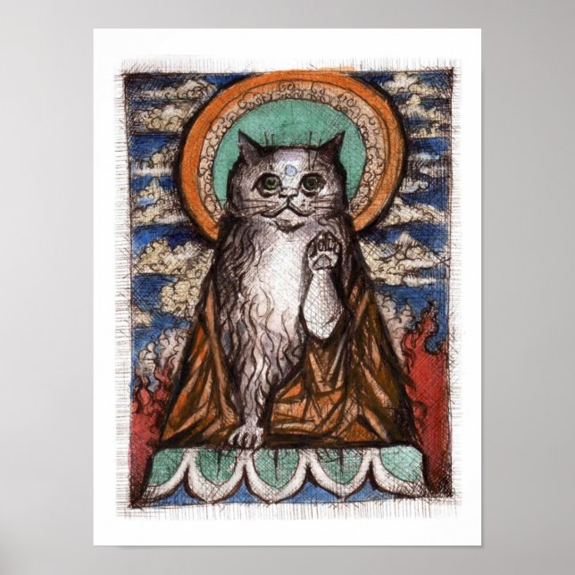 Maneki Neko Cat Poster - Buddha Cat (Vorne)