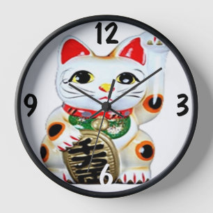 Maneki Neko Chinese viel Glück cat Uhr