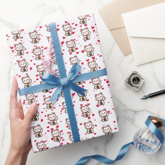 Maneki Neko Geschenkpapier, Glückskatze  Geschenkpapier (Schenken)