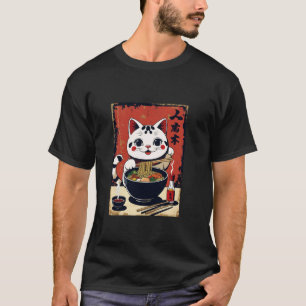 Maneki Neko Glück Ramen Suppen Katze Glücksbringer T-Shirt
