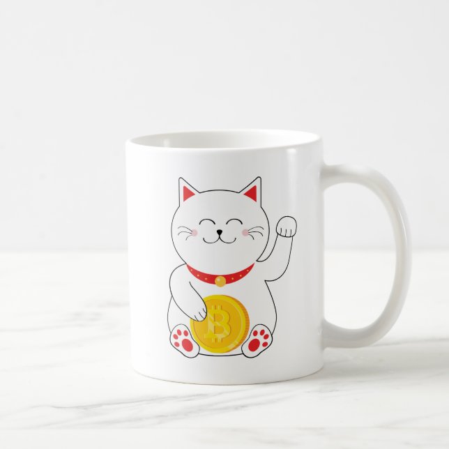 Maneki Neko glückliche Katze Bitcoin Tasse (Rechts)