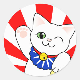 Maneki Neko glückliche Katze Runder Aufkleber