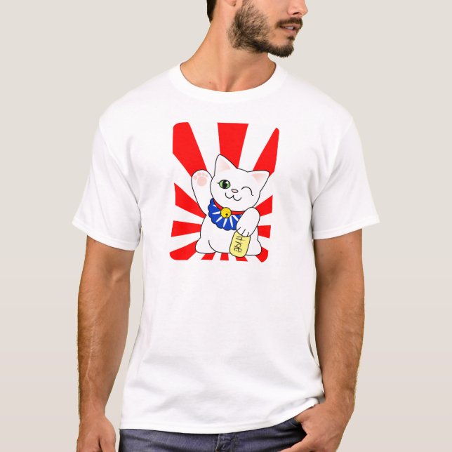Maneki Neko glückliche Katze T-Shirt (Vorderseite)