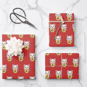 Maneki Neko - Glückskatze Geschenkpapier Set