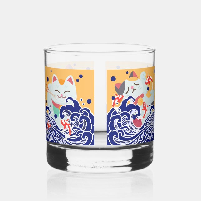 MANEKI NEKO Glückskatzenglas Whiskyglas (Vorderseite)