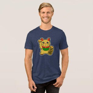 Maneki Neko: Gold Lucky Cat Tri-Blend Shirt